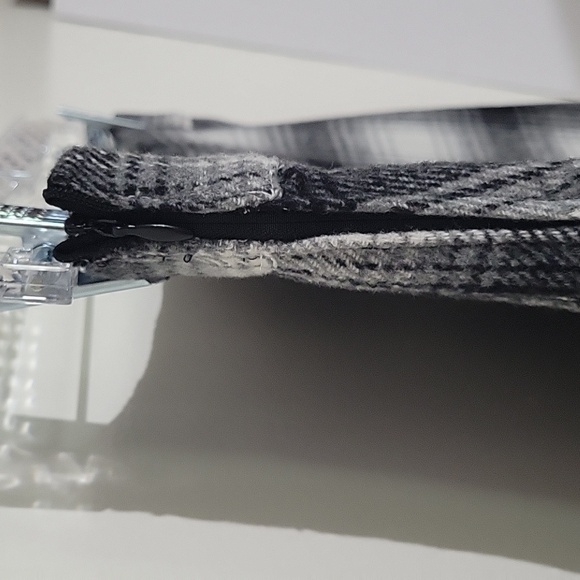 Black White Flannel Like Modest Midi Skirt Pockets Size Medium - Picture 5 of 9